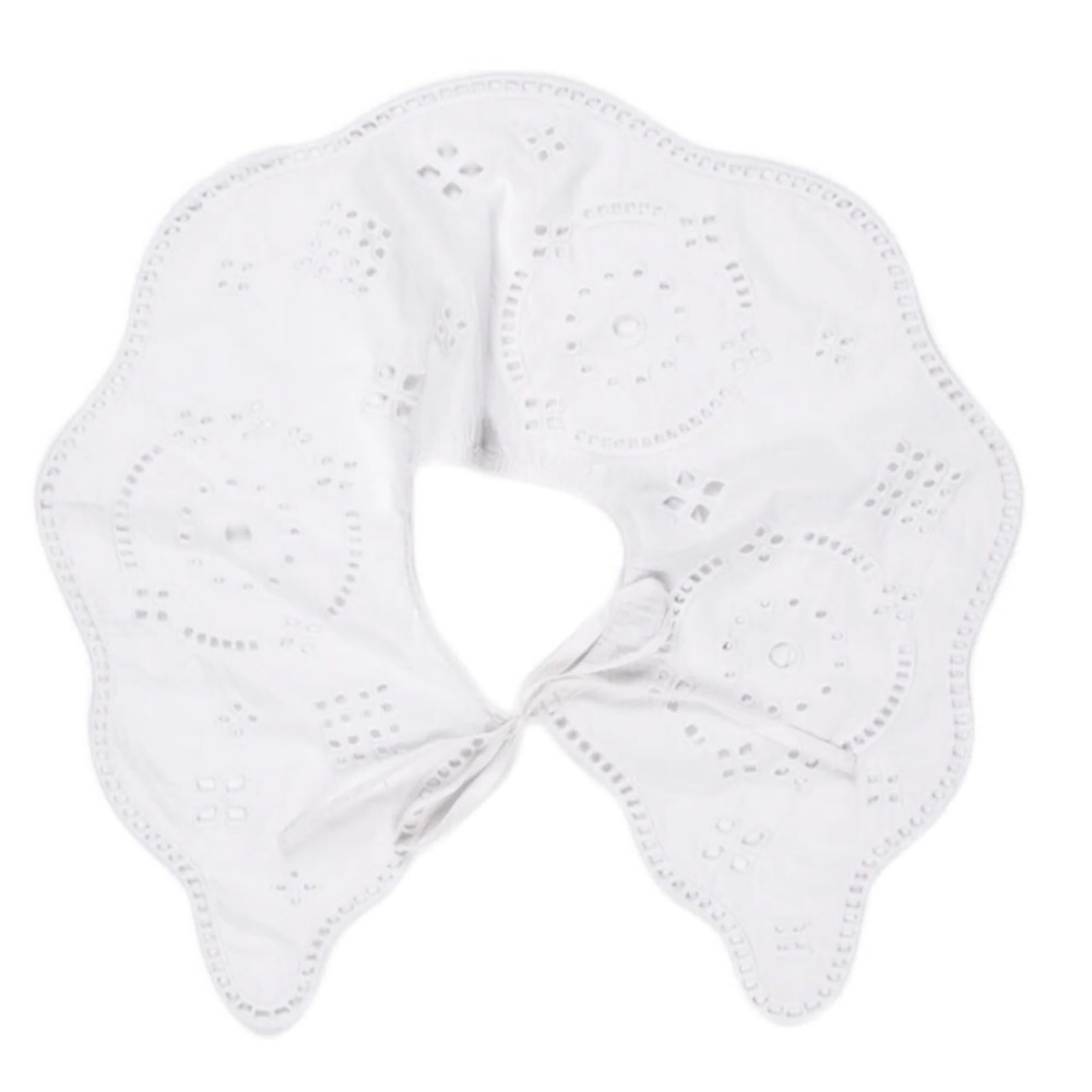 Ganni White Embroidered Dickey Bib